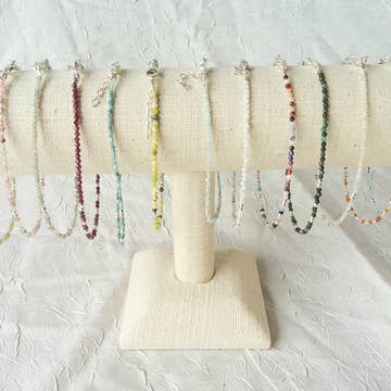 Faceted Gemstone & Sterling Bead Anklet – Multiple Stones | So Silver