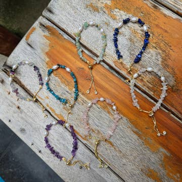 Natural Gem Stone Bracelets 30 Assorted Pieces