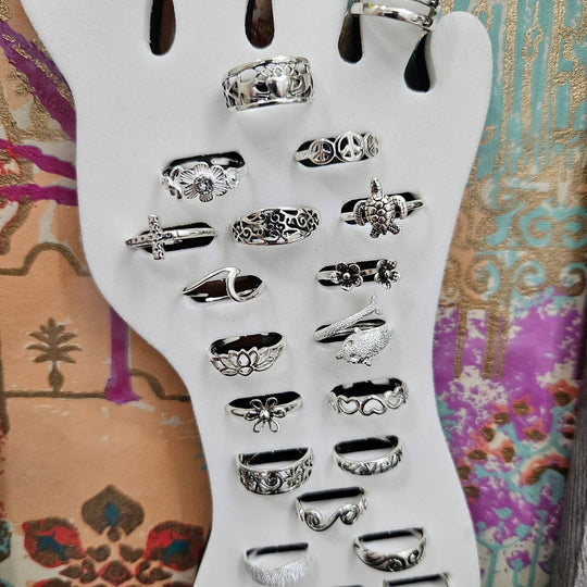32 Silver Toe Ring Curated Set with Display | So Silver