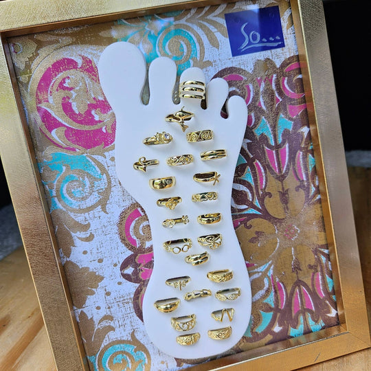 30 Gold Plated over Sterling silver Toe Rings w/ display | So Silver