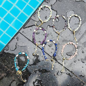 Natural Gem Stone Bracelets 30 Assorted Pieces