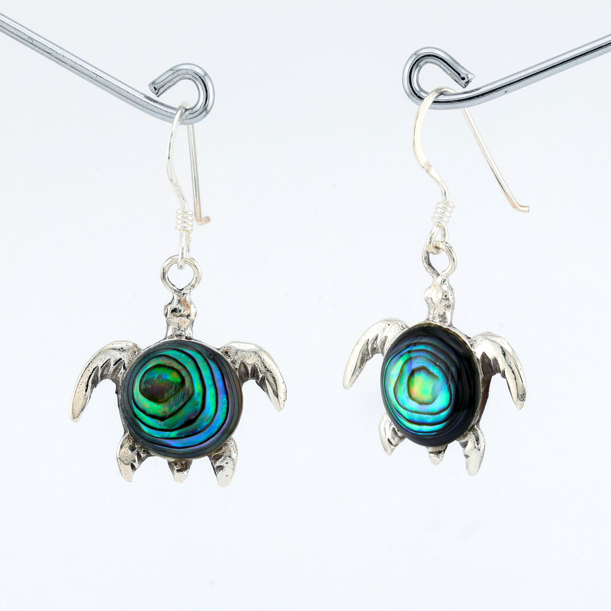 Turtle Shell Inlay Turtle Earring in Sterling Silver W/ Abalone Shell Inlay