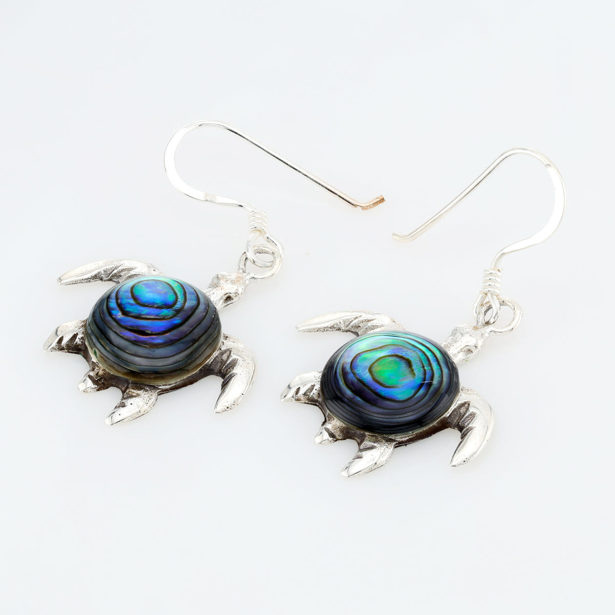 Turtle Shell Inlay Turtle Earring in Sterling Silver W/ Abalone Shell Inlay