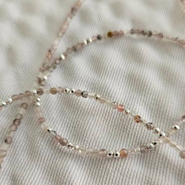 Necklace- Strawberry Quartz & .925 Silver Beads & Findings