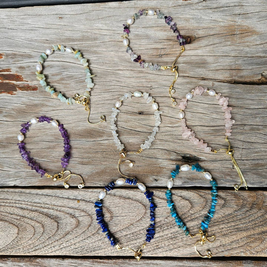 Natural Gem Stone Bracelets 30 Assorted Pieces