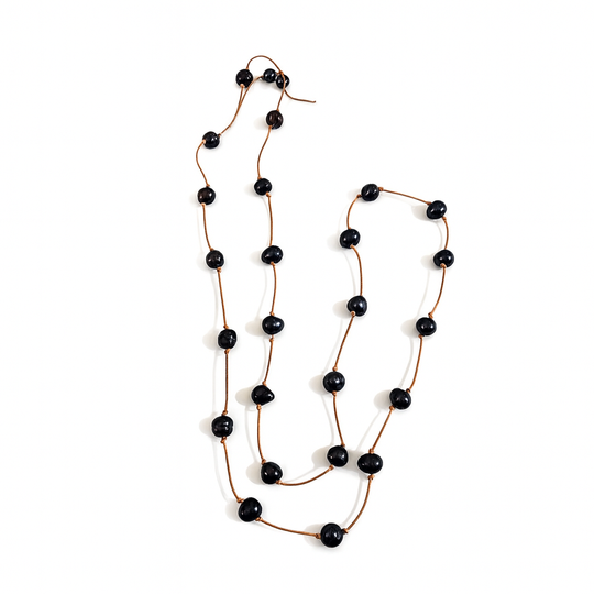 Aqua Geo Hand Assembled Midnight Pearl Collar