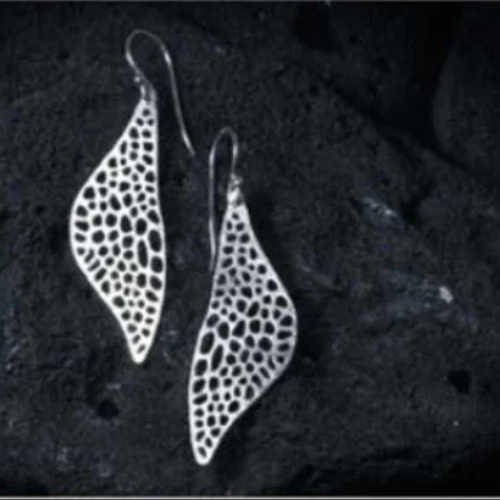 Aqua Geo Abstract Sterling Silver Earring Hand Made .925