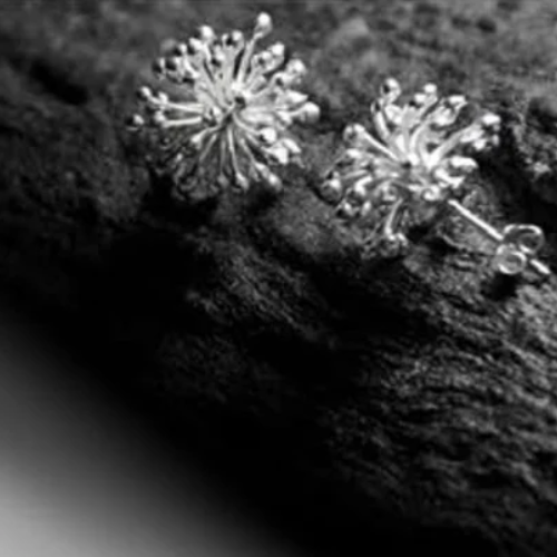 Aqua Geo Starburst Coral Sterling Silver Earring Hand Made .925