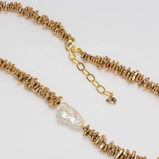 Aqua Geo Golden Tide Pearl Adjustable Bracelet