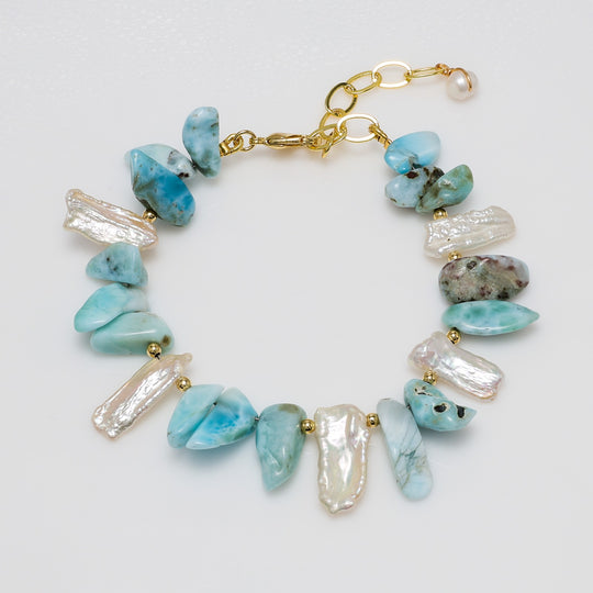 Caribbean Tide Larimar & Pearl Bracelet | So Silver