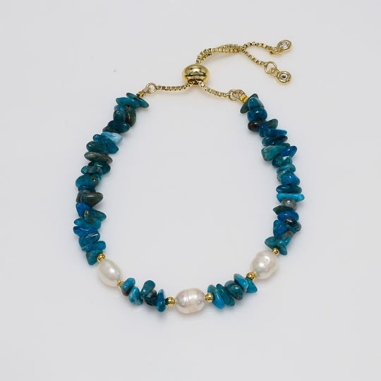 Blue Apatite & Pearl Bracelet