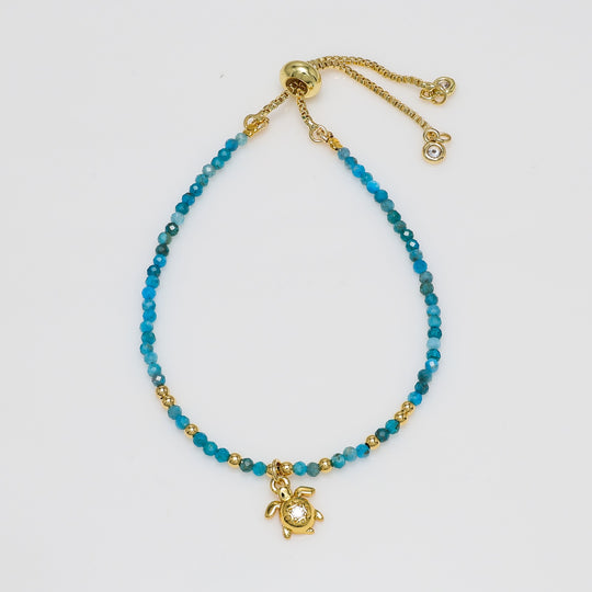 Blue Apatite Turtle Bracelet