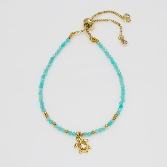 Aqua Jade Turtle Bracelet