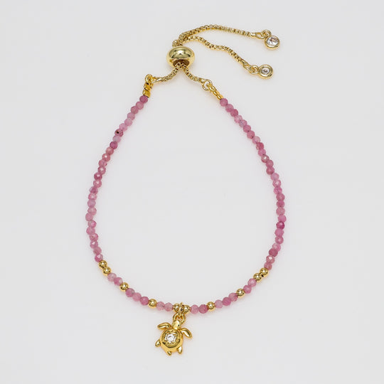 Strawberry Quartz Turtle Bracelet