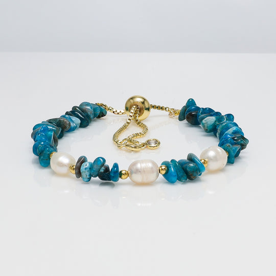 Blue Apatite & Pearl Bracelet