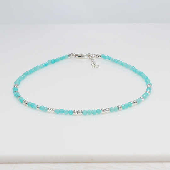 Aqua Geo Anklet Amazonite with Sterling Silver Findings