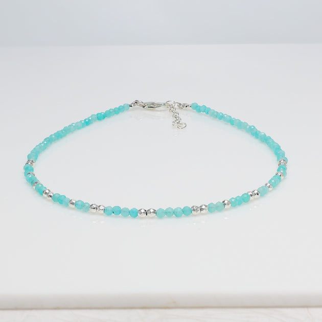 Aqua Geo Anklet Amazonite with Sterling Silver Findings