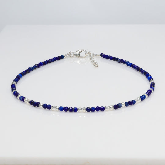 Anklet Lapis Lazuli & Sterling Silver Findings