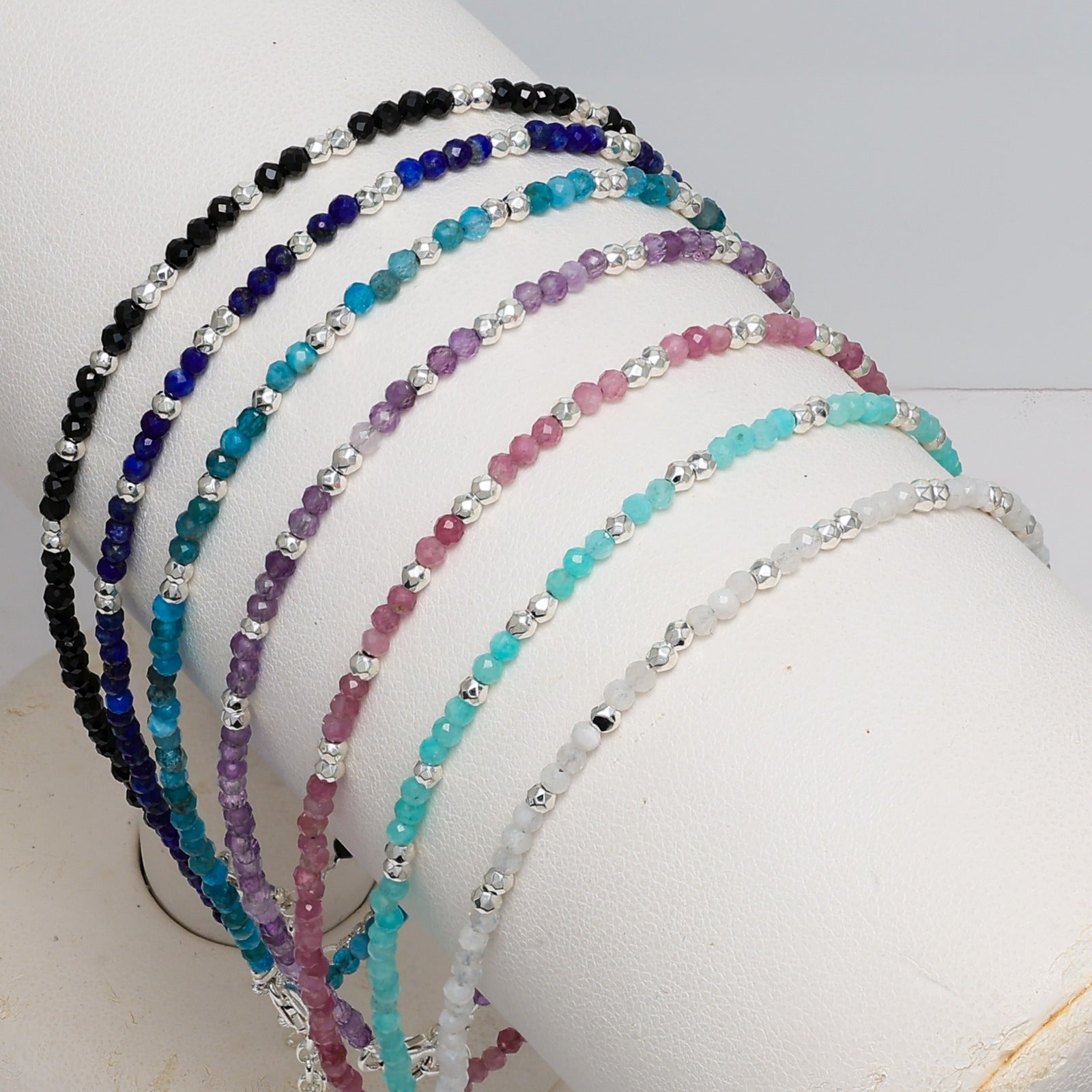 Aqua Geo Anklet Lapis Lazuli & Sterling Silver Findings
