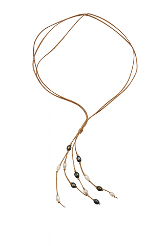 Sand & Sea Mixed Pearl Lariat – Freshwater Pearl Multi-Strand Necklace | Aqua Geo