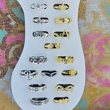 31 Silver & Gold Plated (over silver)Toe Rings with display