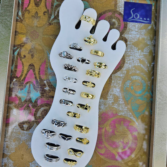 31 Silver & Gold Plated (over silver)Toe Rings with display