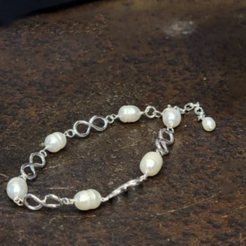 Sterling Silver & Pearls Bracelet Hand Made .925